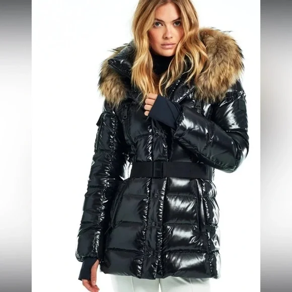 Sam Millenium Real Fur Trim Belted Down Puffer Jacket size XS - Picture 3 of 12